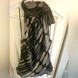 Chic Black and Gray Polka Dot Blouse